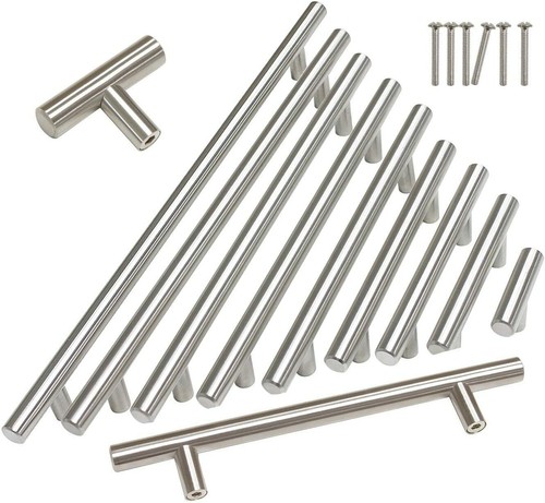 2"- 16" Brushed Nickel Kitchen Cabinet Pulls Stainless Steel Drawer T Bar Handle - Picture 4 of 16