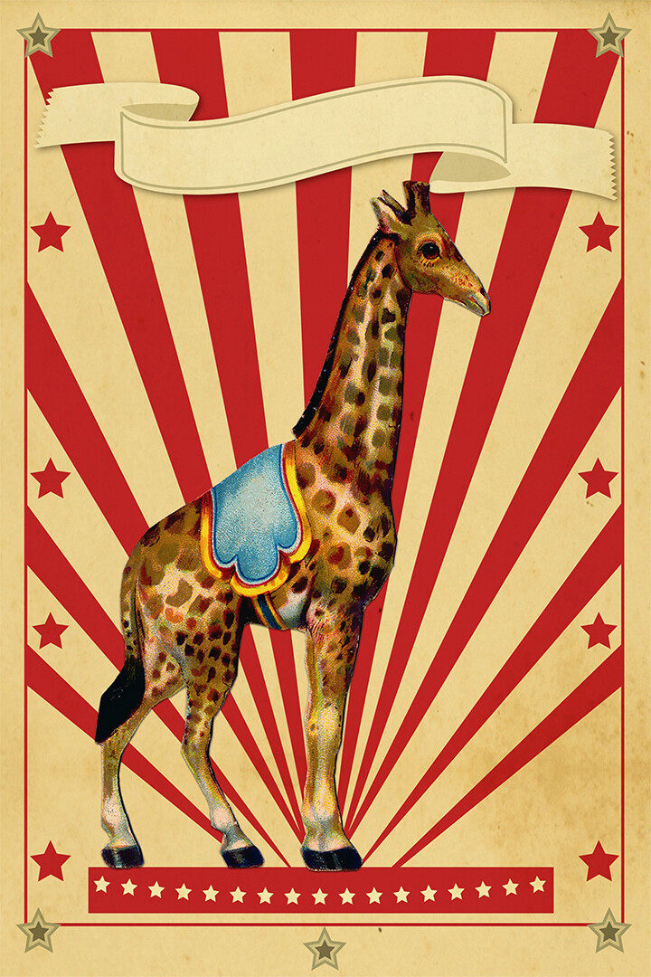 Circus Art Giraffe Animals Vintage Wall Art Home Decor - POSTER