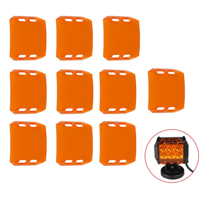 10pcs Amber Lens Cover For 4 Inch 18W LED Work Light Bar Offroad SUV