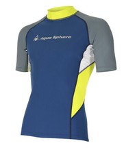 Aqua Sphere Blaze Mens Blue/Grey Short Sleeve Rash Guard Shirt Size X-Large