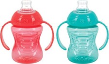 Nuby Two-Handle No-Spill Super Spout Grip N' Sip Cups, 8 Ounce 2 Count,...