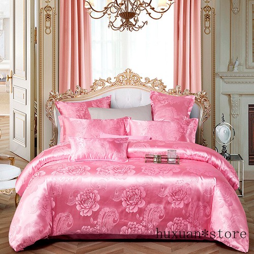 Luxury Satin Cotton Chic Floral Jacquard Bedding Set Ultra Soft Duvet Cover - Picture 4 of 32