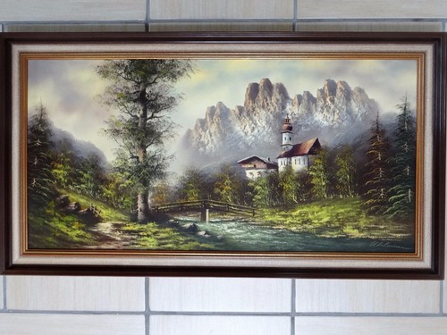 Original Ölgemälde - "Ramsau" von Uhlmann, 80x40cm, Öl auf Leinwand, signiert. - Bild 2 von 7