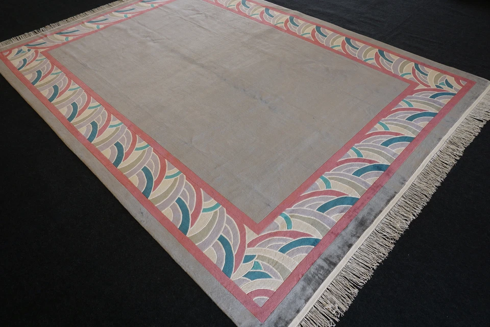 Seidenteppich China 354 x 250 cm Orient Design Teppich Silber Grau Handgeknüpft - Bild 2 von 4