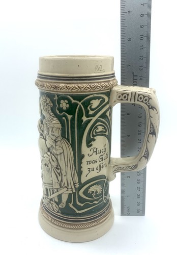 German Beer Stein. 1/2 L. Very Detailed Tavern Scene.No Lid. Numbered. Very Good - Picture 8 of 8