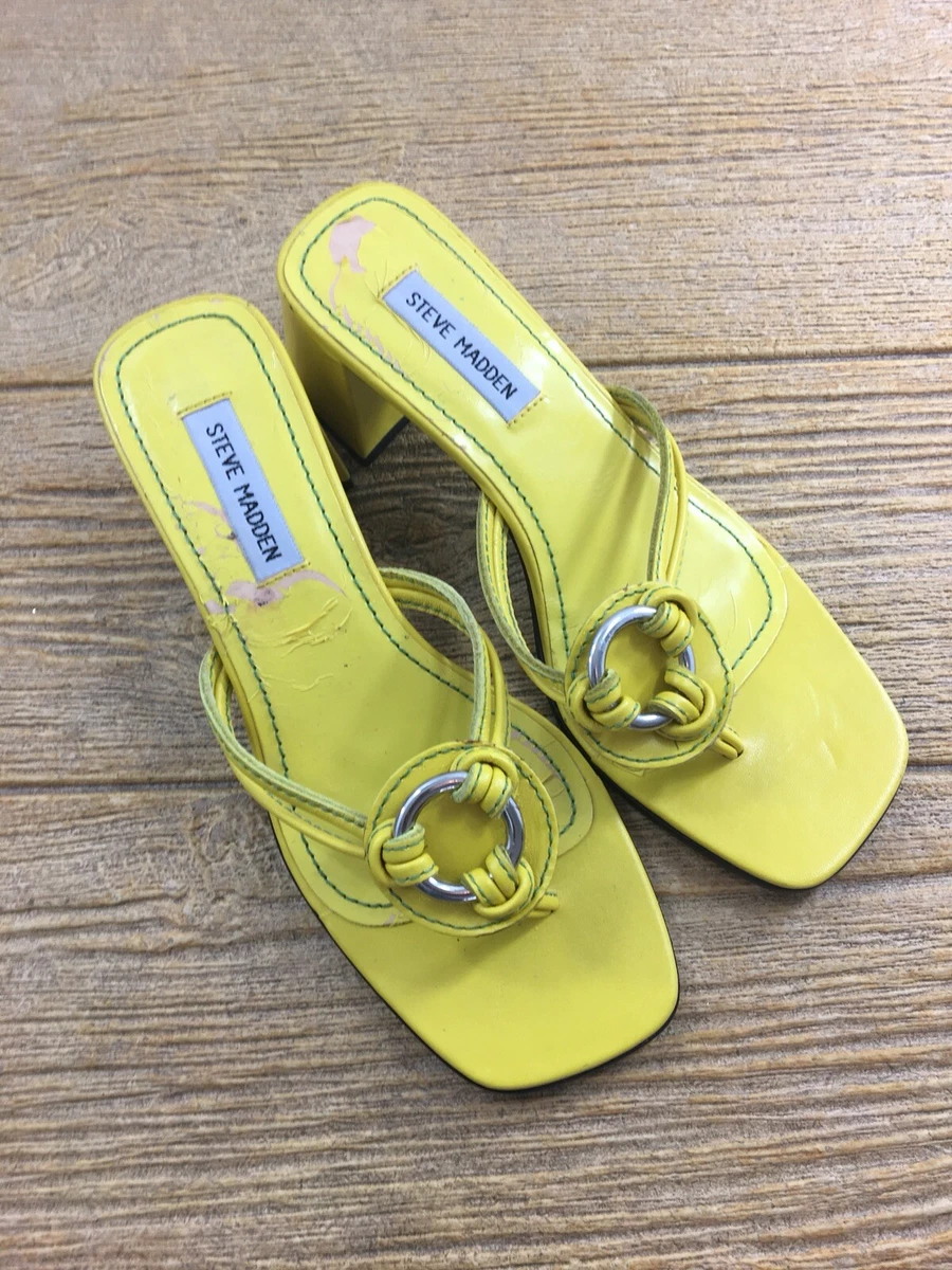 Steve Madden Women s Sandals Size 9 Yellow Shoes Leather Thong
