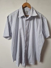 Yves Saint Laurent Striped Blue Short Sleeve Shirt Size XL