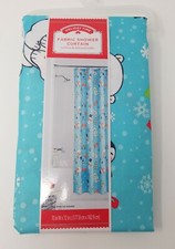 NWT New Holiday Time Christmas Fabric Shower Curtain Snowman Snowflakes 70 x 72