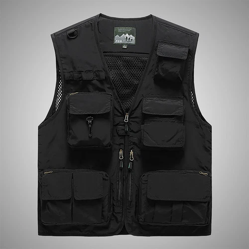 Men Cargo Multi Pockets Vest Utility Waistcoat Fishing Hiking Sleeveless Jackets - Bild 12 von 28