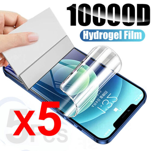 5 x housse de protection d'écran pour téléphone divers téléphones gel TPU doux transparent hydrogel - Photo 1 sur 12