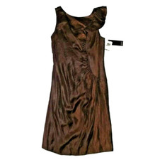 ADRIANNA PAPELL Iridescent Taupe Cocktail EVENING Party DRESS Womens Size 10 NEW