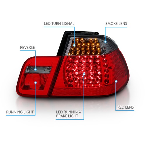 Luces traseras de freno traseras LED humo 4 puertas 1999-2001 para BMW E46 325i/330i/323i/328i - Imagen 6 de 10