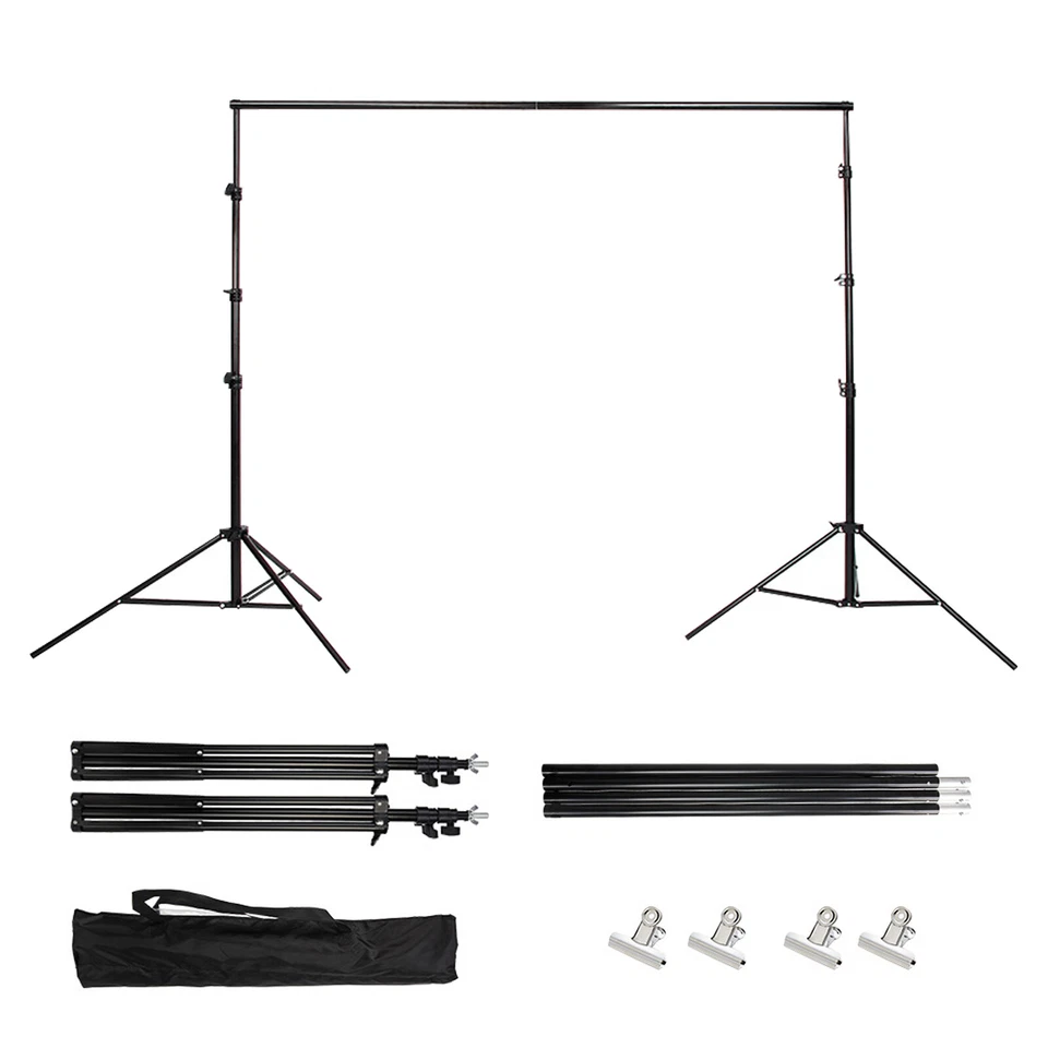 Kit de soporte de fondo ajustable de 10 pies y 3 m para fotografía y video negro Foto 2 de 4
