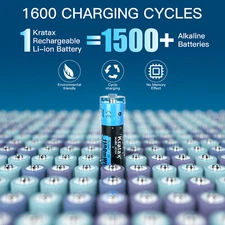 1100mWh Kratax AAA 1.5V Lithium Rechargeable Batteries &Charger High Quality LOT