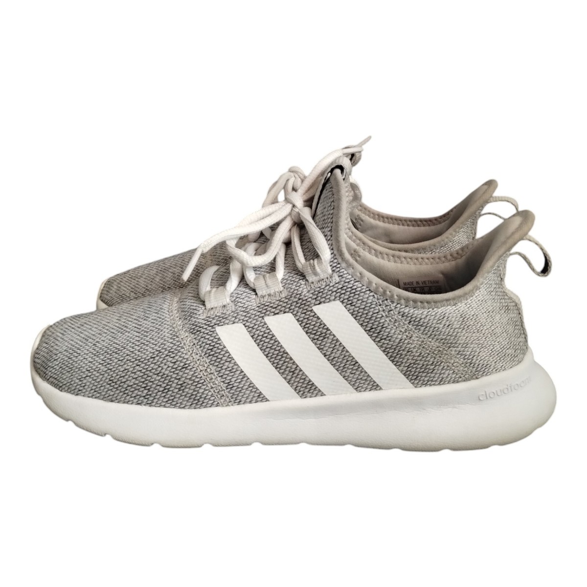 Adidas Cloudfoam Women's Pure Heather Gray/ White Sneakers Size