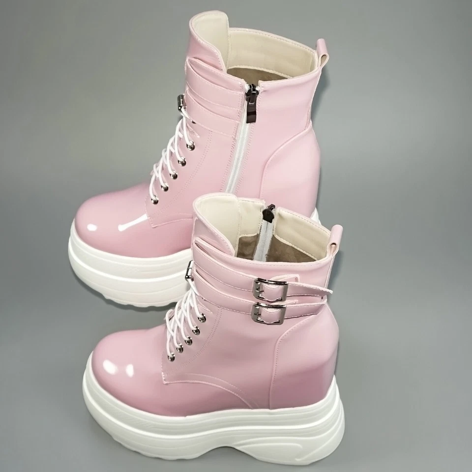 Zapatillas deportivas de moda talla grande 46 para mujer charol cuñas tacón alto botas para nieve Foto 4 de 4