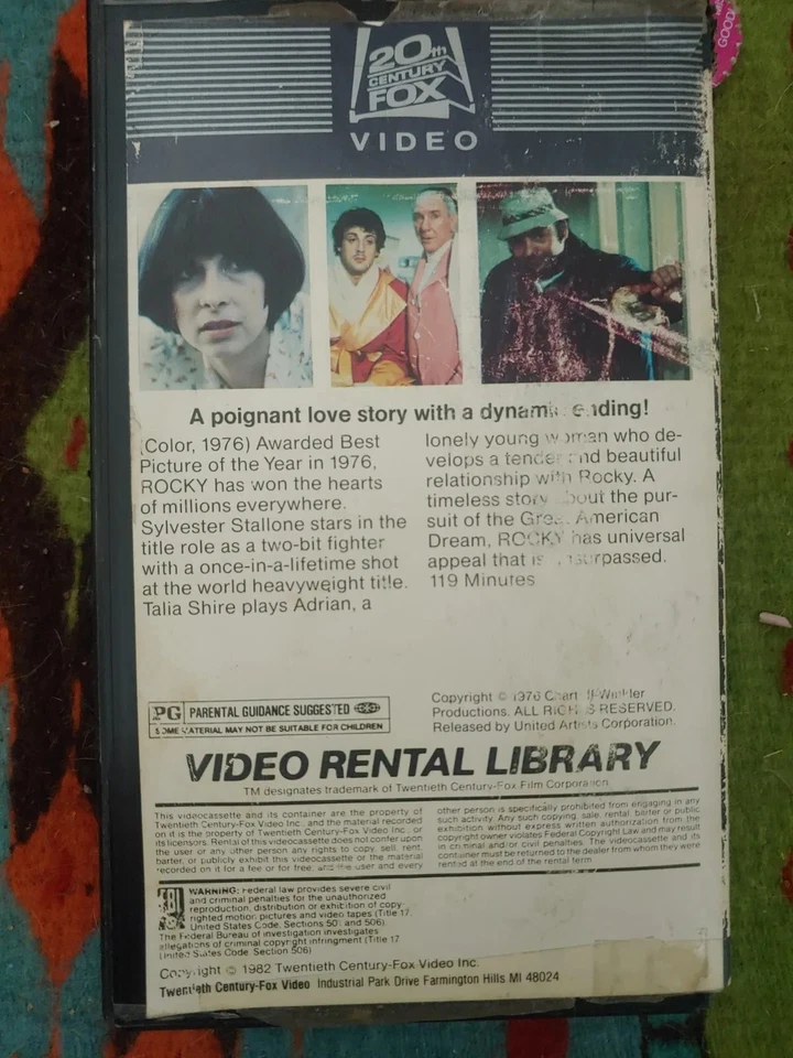 ROCKY 1982 20th Century Fox Video Rental Library Release Great Quality RARE Foto 4 de 4
