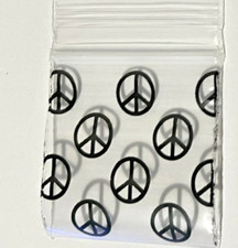 100 SMALL BAGGIES 1515 1.5' X 1.5' MINI POLY RESEALABLE BAGS PEACE SIGN