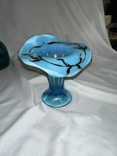 Dugan Glass Blue Opalescent Silver Overlay Junior Jack In Pulpit