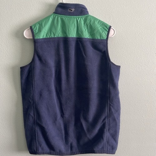 Vineyard vine Youth XL vest, navy/Green full zip fleece - Picture 3 of 4