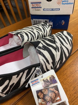 bobs from skechers Memory Foam Zebra Print Size6 NWB