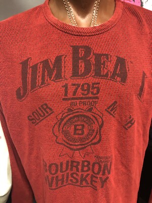 Jim beam vintage look long sleeve shirt red bourbon whiskey no tag Sour Mash￼