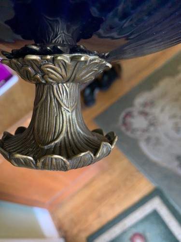Neoclassical Cobalt Porcelain Bronze Center Piece Display Bowl Sevres Style - Picture 6 of 12