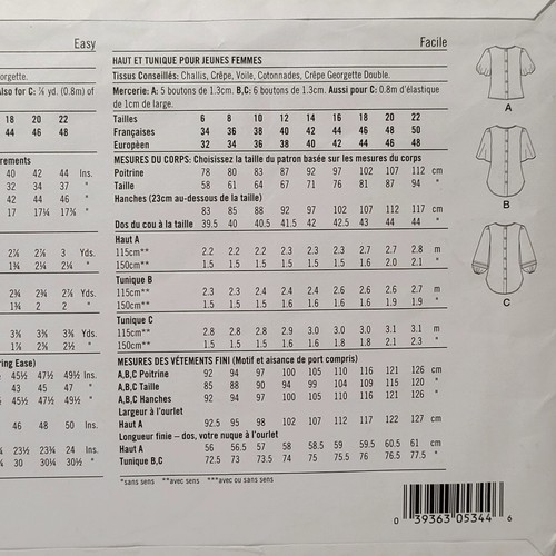 Top tunica Simplicity modello cucito R11443 davanti raccoglie maniche cappellini taglia 6-14 - Foto 9 di 18