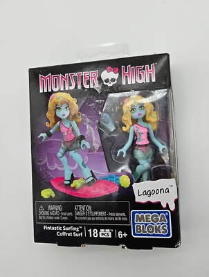 Monster High Lagoona Fintastic Surfing Mega Blocks Doll Sealed New in Box
