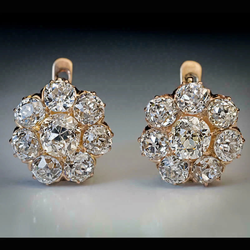 Antique diamond stud sale earrings