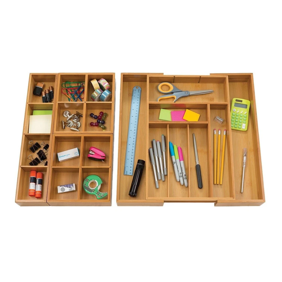 Seville Classics Bamboo 4-Piece Expandable Drawer Organizer Set - Image 2 of 4