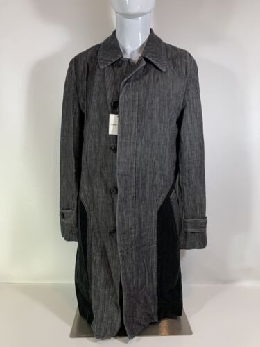 COMME des GARCONS Homme Plus Ever Green Long Coat Black Denim Corduroy Mens Sz L
