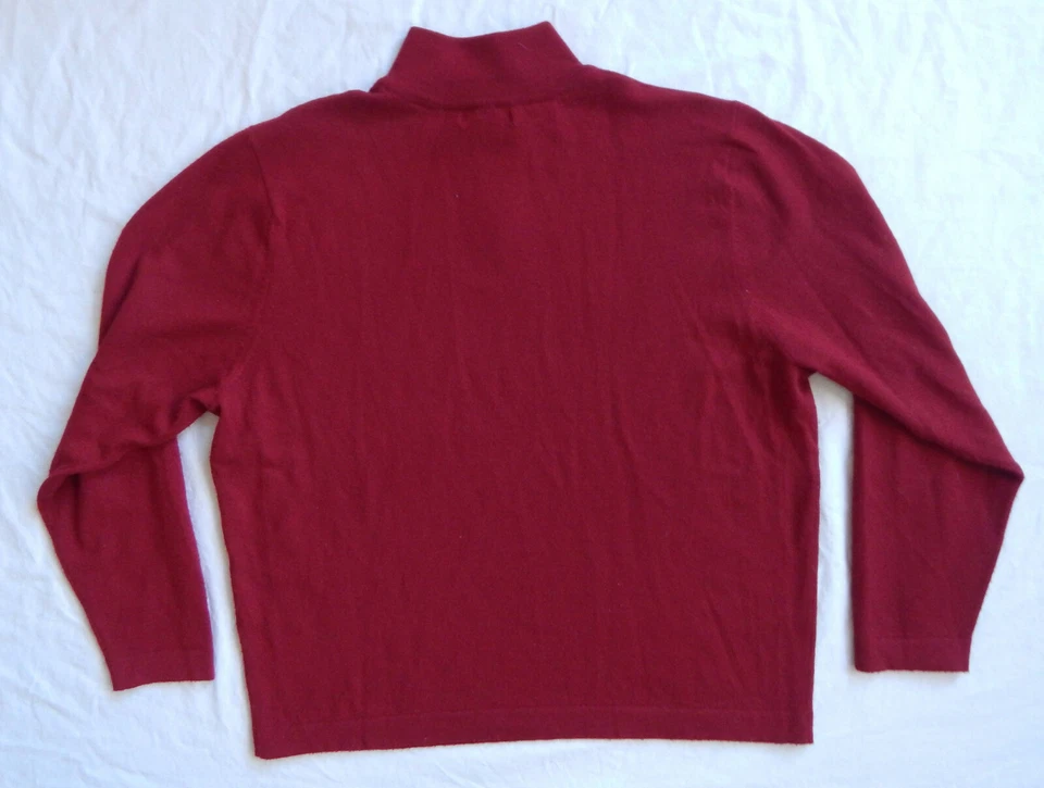 Fine Pure Merino Wool Red Half Zip Turtleneck Sweater - 2XL Mens Garret Scott - Image 3 of 4