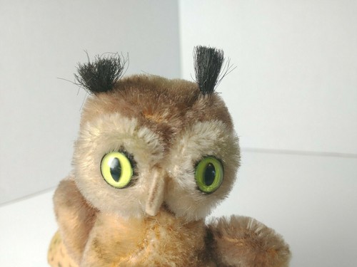 Vintage Steiff Germany miniatura 4" mohair "Wittie" gufo anni 50 60 - Foto 6 di 7