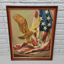 Paint By Numbers American Flag Eagle Picture 22 x 18 RETRO Distressed Completed