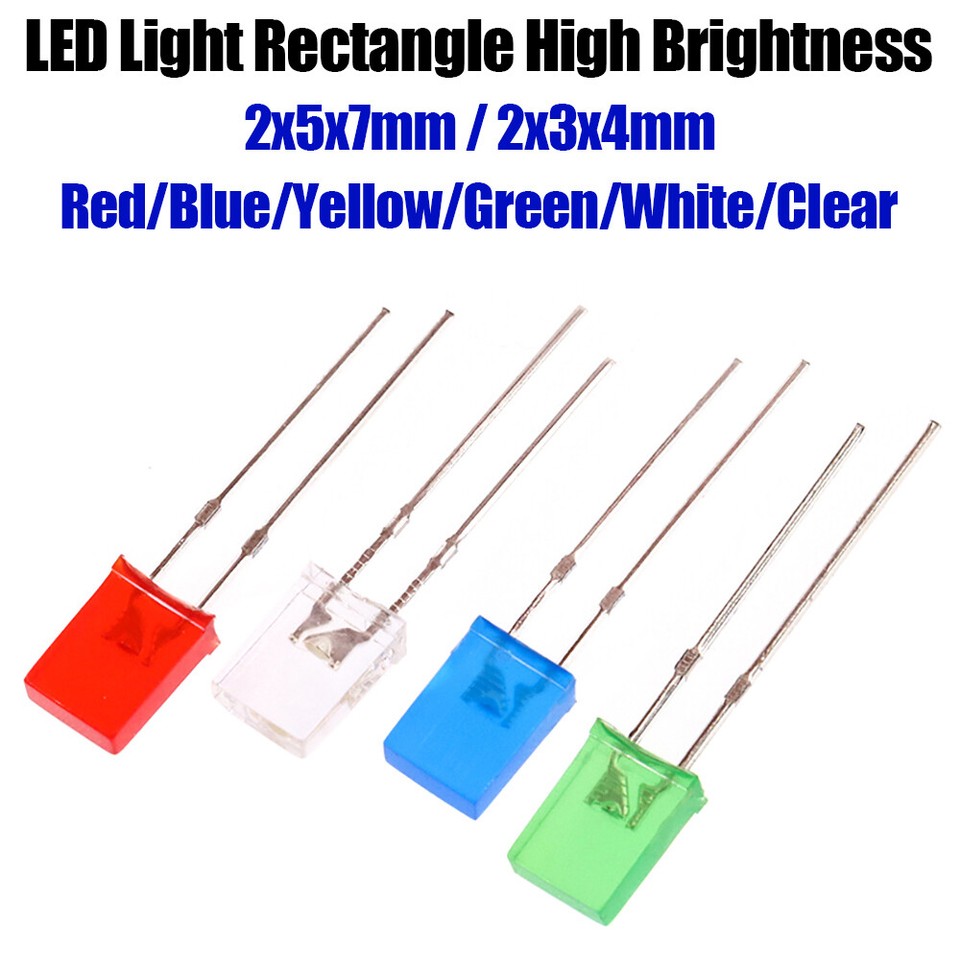 Diodo LED difuso cuadrado 2x5x7mm 2x3x4mm súper brillante emisor de luz blanco rojo