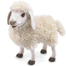 Folkmanis Woolly Sheep Hand Puppet, Cream; White