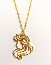 Little Mermaid Ariel Gold Silhouette Pendant Necklace