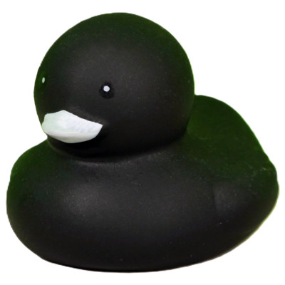 Rubber Duck: Black Body Grey Bill Cute Eyes Lips Classic Floating Toy 2''