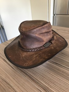 crushable leather hat