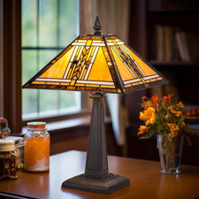 Tiffany Table Lamp,Mission Stained Glass Table Light,Antique Style Medium Size D