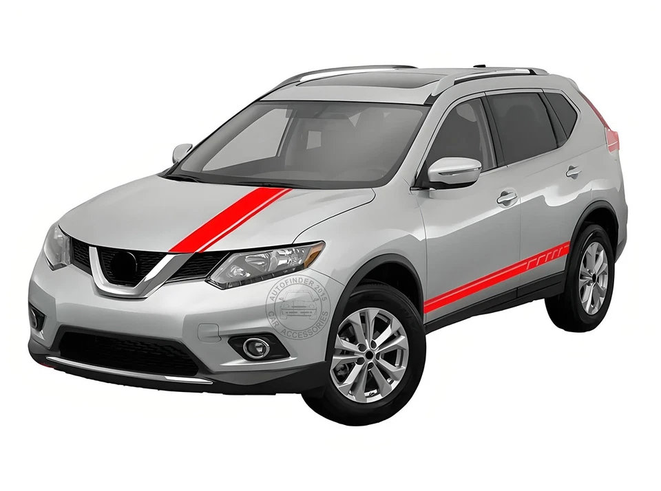 Car Hood Bonnet Stripe Side Skirt Sticker For Nissan X-Trail Graphic Vinyl Decal - Image 3 of 4