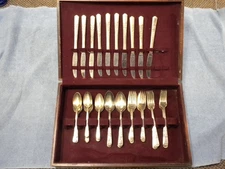 Vintage  62Pc GRACE Silver Plate Flatware in wood case 10 place settings