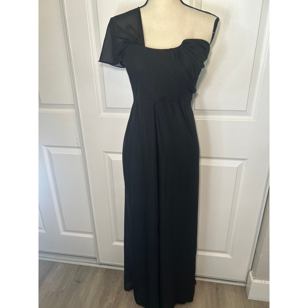 Birdy Grey Melissa Small Convertible Black Chiffon One Shoulder Bridesmaid  Dress | eBay