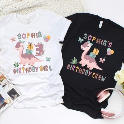 Custom Dinosaur Birthday Shirt   Personalized Name & Age Birthday Girl Tee - Cus