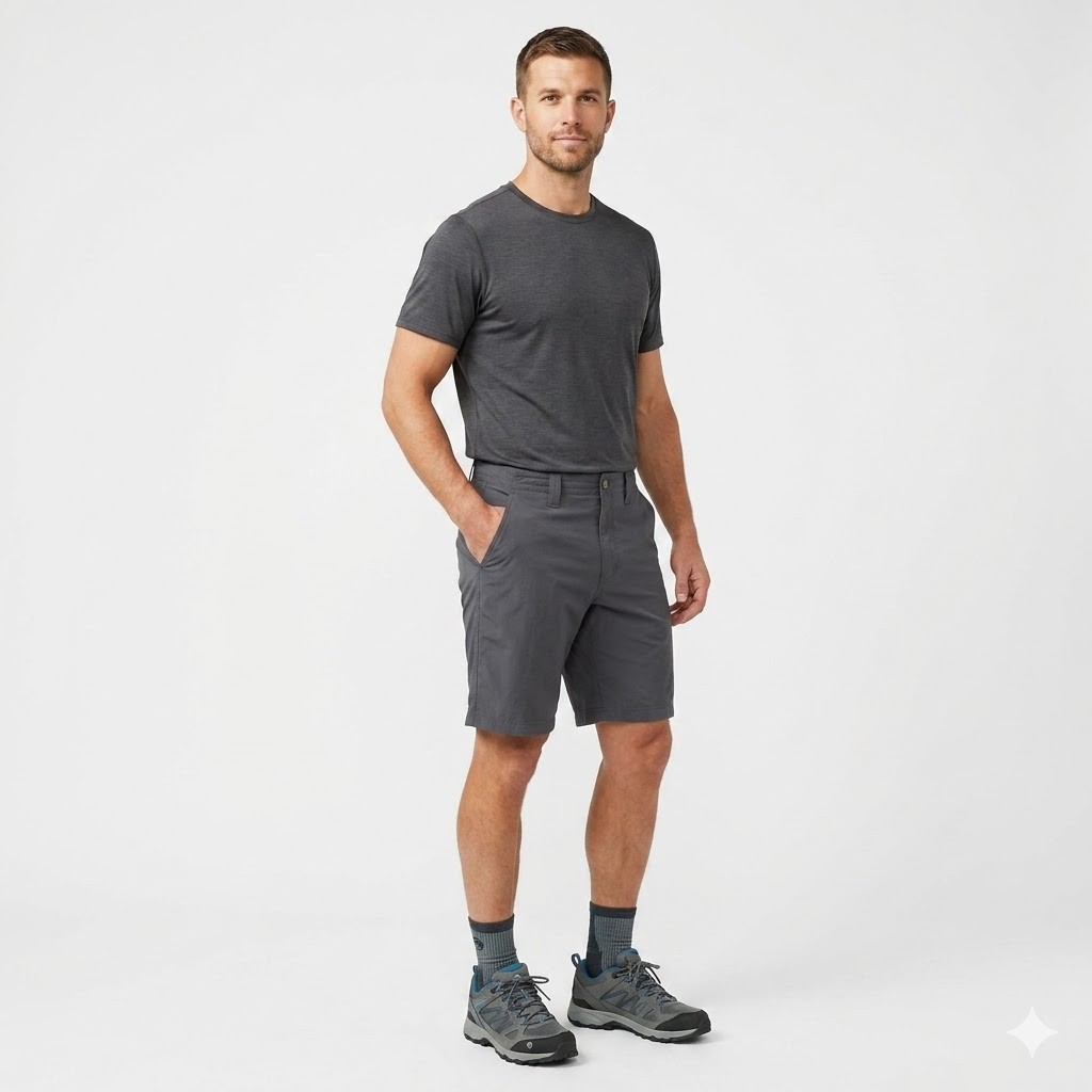 Mountain Hardwear Castil Shorts Men's 32 Grey Nylon Hiking Camping Travel Casual