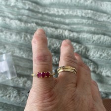 925 Sterling Silver Gold Vermeil Natural African Ruby & Diamond Gemstone Ring