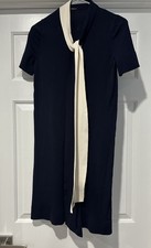 TORY BURCH MERINO WOOLKNIT BLUE TIE CAREER DRESS SZ S