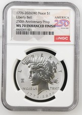2026 $1 Enhanced Uncirculated Peace Silver Dollar NGC MS70, Liberty Bell Privy