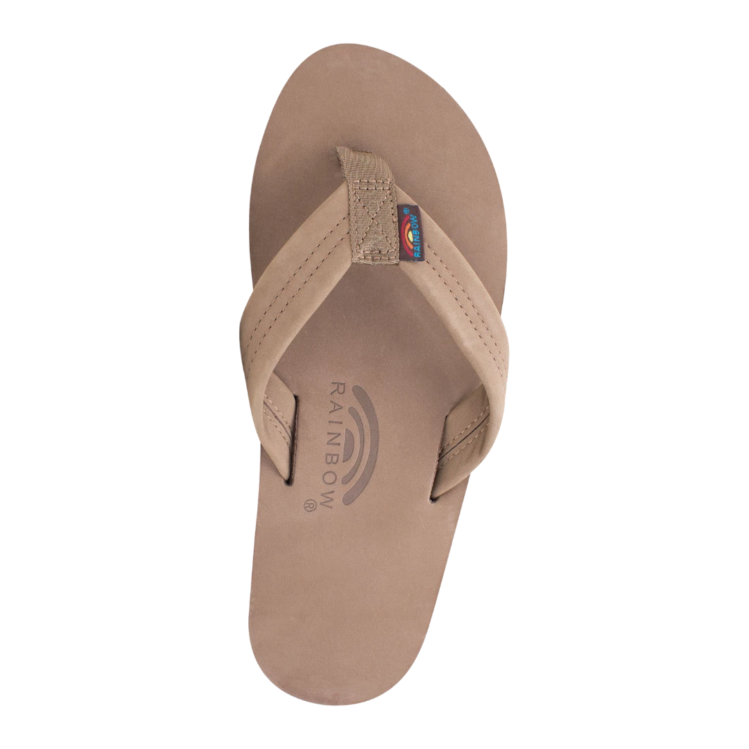 Rainbow Men's Double Layer Dark Brown 1" Leather Strap Sandal 302ALTS0-DKBR